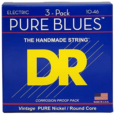 Imagen de DR Strings PHR 10 Pure Blues Cuerdas para guitarra eléctrica, 46, paquete de 3, 3PK