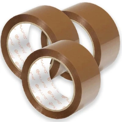 Imagen de OFITURIA Cinta de Embalar, Adhesiva Marrón, para Embalaje Cajas Mudanza y Envíos, Precinto Embalar Seguro Resistente (50mmx120m, 3 cintas)