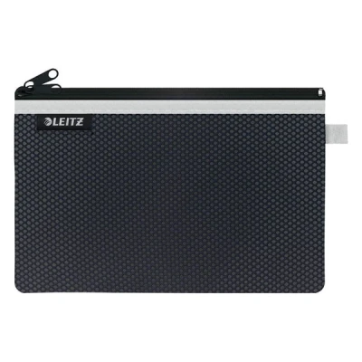Imagen de Leitz WOW estuche de lápices con 2 Bolsillos, Cremallera Nailon, Lavable, Almacenamiento óptimo, Grande (23x15 cm) Negro