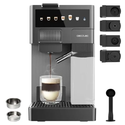 Imagen de Cecotec Cafetera Cápsulas Express con Tanque de Leche FreeStyle Latte T. 1350W, 20 Bares, Compatible Café Molido, Dolce Gusto, Nespresso y K Fee, Depósito 1,6L Agua 400ml