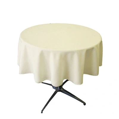 Imagen de LA Linen Poplin Tablecloth Mantel Redondo de Popelina poliéster, 147 cm, Color Marfil, Crema, 58 Inch (Round)
