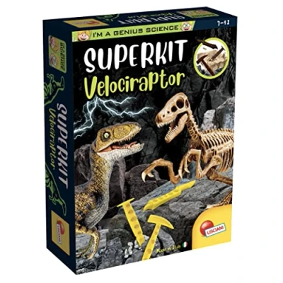 Imagen de Lisciani I&#039;M a GENIUS SCIENCE Kit Velociraptor Esqueleto de dinosaurio Excavar y construir Juego educativo científico Para niños 7 12 años