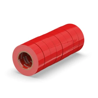 Imagen de ERKO Cinta aislante 19mm x 20m roja 8 piezas, adhesiva para instalaciones eléctricas PVC, aislar y reparar cables eléctricos, extrafuerte, agrupar