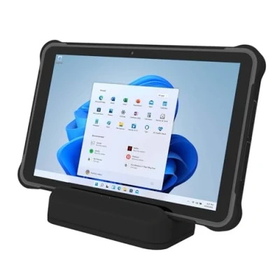Imagen de RUGPDA tableta resistente Windows 11 Pro de 10.1 pulgadas, industrial con escáner 1D/2D y estación acoplamiento (RAM/ROM 8 GB + 256 GB)