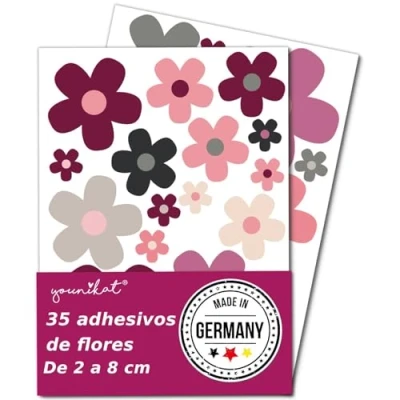 Imagen de younikat pegatinas flores 35 piezas para maleta bicicleta cocina baño y vehículo resistentes a la intemperie kfz286
