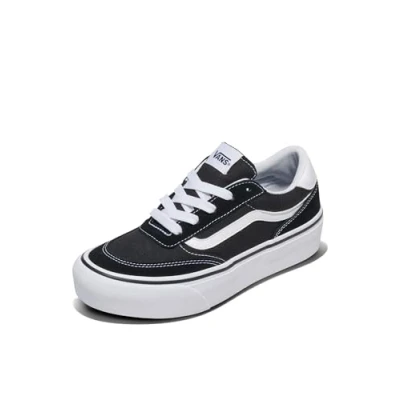 Imagen de Vans Brooklyn LS Platform, Zapatillas Mujer, Lona de Ante Negro Blanco, 38.5 EU