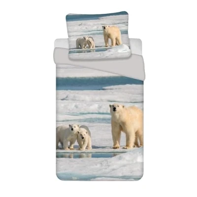 Imagen de Juego de cama oso polar 100% algodón, funda nórdica 140 x 200 cm + almohada 65