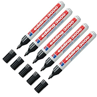 Imagen de EDDING 3000 Marcador permanente, punta redonda, 1,5 3 mm, recargable, Negro , 5er Pack