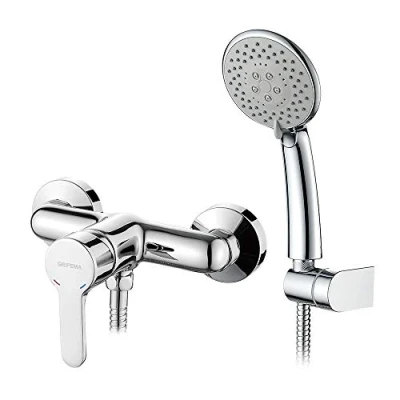 Imagen de GRIFEMA Porto Grifo para ducha, con alcachofa, manguera y soporte, Cromo [Exclusivo en Amazon]