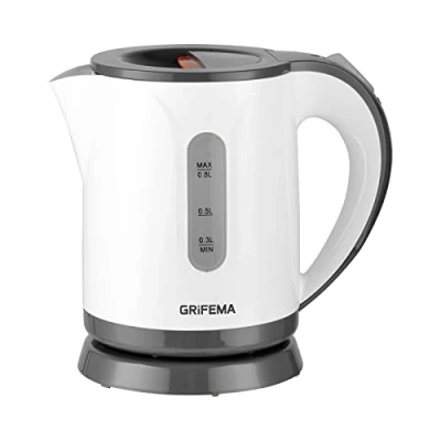 Imagen de GRIFEMA GC1001 Hervidor de Agua Eléctrico 0,8 litros, 1100 W Potencia, Base 360º, Filtro Antical Desmontable, Sistema Seguridad, Plástico