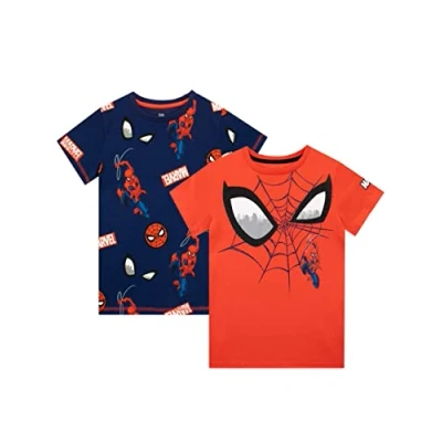 Imagen de Marvel Pack de 2 Camisetas Spider Man para Niños Camiseta Manga Corta Infantiles Multicolor 9 10 años