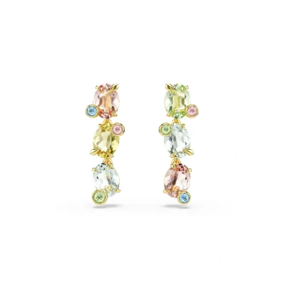 Imagen de Swarovski Pendientes Gema, Diseño asimétrico, Tallas mixtas, Multicolores, Baño tono oro