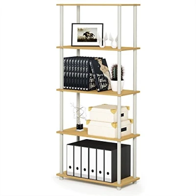 Imagen de Furinno Estante De Exhibición Multipropósito Compacto 3 Niveles con Tubo Cuadrado, Haya / Blanco