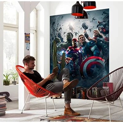 Imagen de Komar Marvel Mural Fotomural Póster de Los Vengadores Age of Ultron Movie Tamaño 184 x 254 cm, 4 partes, multicolor, papel pintado, habitación infantil, juvenil, superhéroe