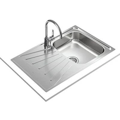 Imagen de Teka Starbright 45 E XP 1C 1E Fregadero de Cocina 1 Seno con Escurridor, Encastrado y Reversible, Muebles cm, Válvula Manual, Acero Inoxidable