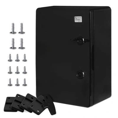Imagen de Caja para montaje en pared IP65 industrial vacía de plástico ABS Placa Bloqueo BOXEXPERT Serie Flota Varios tamaños Negro (350x250x150mm)