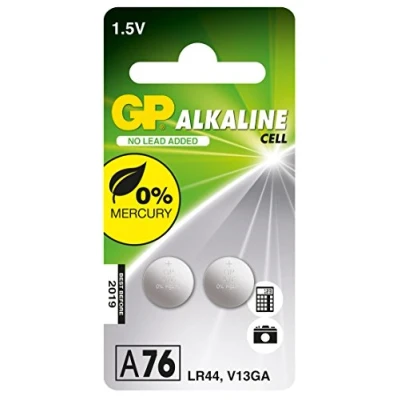Imagen de GP Pack de 2 Pilas LR44 alcalinas botón / A76 AG13 357 GP76A SR44W 1,5V Ideales para Relojes, calculadoras, Juguetes, linternas, Luces nocturnas, etc