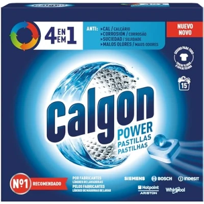 Imagen de Calgon Powerball Pastillas Antical para la Lavadora, Elimina Olores y Suciedad, en formato pastillas, 15 unidades
