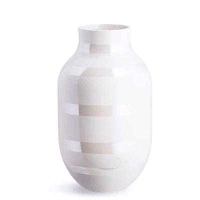 Imagen de Jarrón Kähler H31 cm Omaggio Originaldesign con Rayas pintadas a Mano, Blanco