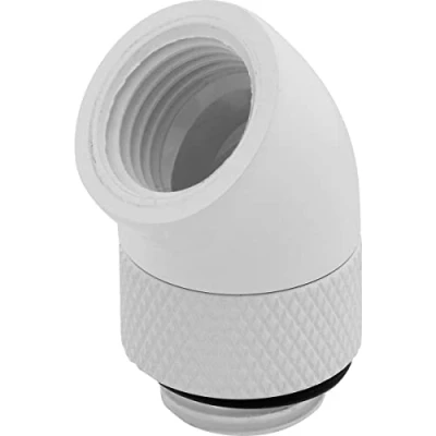 Imagen de Corsair Hydro X de la Serie Adaptador Giratorio 45 Grados, Paquete Doble (Roscas Puerto G1/4 BSPP, Mecanismo Rotación Seguro, Optimizado Para Altos Caudales) Blanco