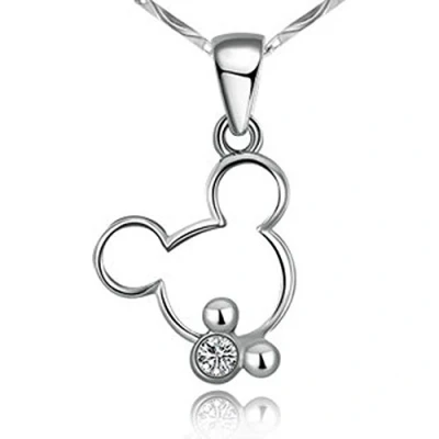 Imagen de findout plata esterlina Mickey Mouse del diamante colgante collar de la mujer .para niñas. (f1462)