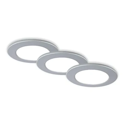 Imagen de BRILONER Juego de 3 focos empotrables LED en el techo, baño, baño IP44, cromo mate, 92x45 (DxH)
