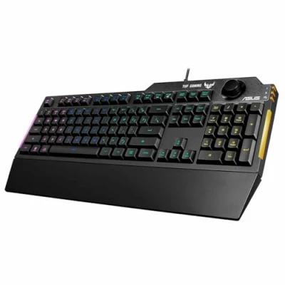 Imagen de ASUS TUF Gaming K1 Teclado RGB con Control de Volumen (Resistencia a Salpicaduras, Barra luz Lateral y Armoury Crate) Negro QWERTY español