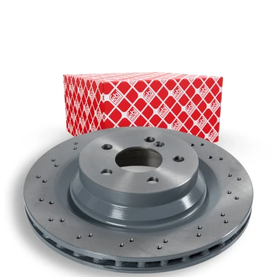 Imagen de FEBI BILSTEIN 43897 Disco de freno Eje trasero 330 26 5 112 perforado/ventil. int. revestido altamente carbonizado MERCEDES BENZ: Clase E Berlina