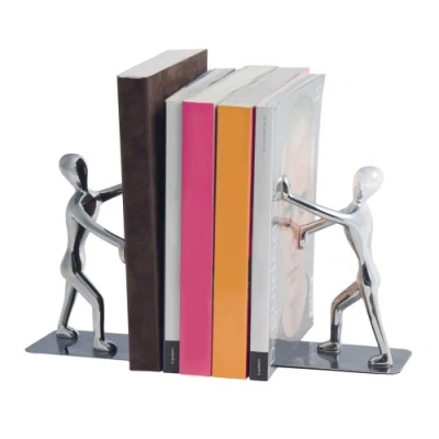 Imagen de Balvi Sujeta Libros Shadow Color Cromado Conjunto de 2 sujetalibros Zinc