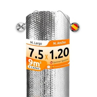 Imagen de Aislante Termico Reduce el Frio y Calor 100% ALUMINIO Rollo para Ventana, Pared, Suelo, Techo, Coche, Garaje, Camper, Aire Acondicionado [ 1.20 X 7.5m ] (9m²) sin cinta
