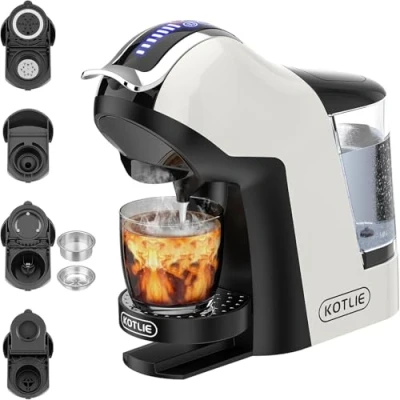 Imagen de KOTLIE 19Bar Cafetera Espresso de Cápsulas Multifunción para Nespresso/Dolce Gusto/LAV*ZZA MIO y Café Molido/ESE EM 308A