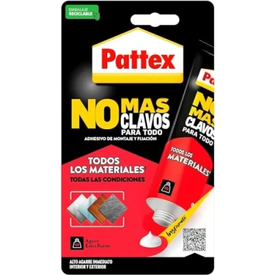 Imagen de Pattex No Más Clavos Para Todo HighTack, adhesivo de montaje resistente a temperaturas extremas, pegamento fuerte en superficies húmedas, blanco, 1 tubo x 142 g