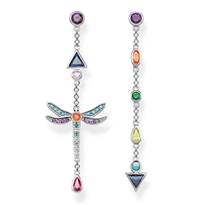 Imagen de Thomas Sabo Pendientes de mujer con forma libélula multicolor, plata ley 925, H2033 313 7