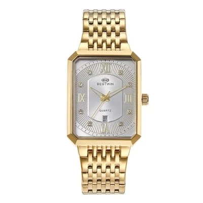 Imagen de JewelryWe Relojes para Hombre de Acero Inoxidable Cuadrados: Calendario Fecha Lujo Resistente al Agua 30 m analógico Cuarzo Reloj Pulsera con Correa