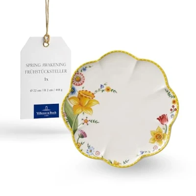 Imagen de Villeroy &amp; Boch Spring Awakening Plato para Desayuno o postres, Porcelana, Multicolor, de Desayuno,Blanco/Colorido, 22 cm