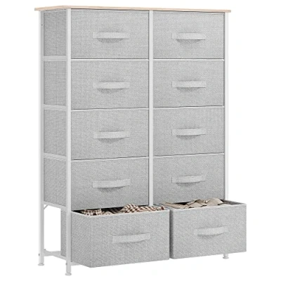 Imagen de YITAHOME Cajonera de Tela, Cómoda Unidad Almacenamiento con 10 cajones Extraíbles, para Sala Estar, Dormitorio, habitación Infantil, Gris Claro
