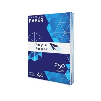 Imagen de RAYLU PAPER Folios A4 80gr 250 Hojas de Papel Premium Multiusos para Impresoras Láser, Inkjet y Fotocopiadoras, Oficina Hogar