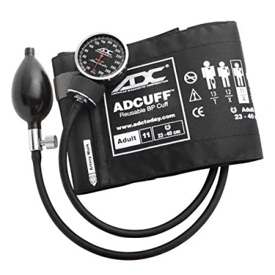 Imagen de ADC Diagnostix 720 Premium esfigmomanómetro aneroide de bolsillo profesional con brazalete nailon Adcuff, adultos, negro