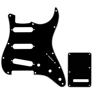 Imagen de Musiclily SSS Set de Golpeador y Placa Trasera ST Strat para Guitarra Eléctrica Fender USA/México Standard Stratocaster Estilo Moderno, 3 capas Negro
