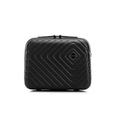 Imagen de WITTCHEN Cube colección Maleta cosmética Bolso de cosméticos ABS con Relieve geométrico Correa Desmontable y Ajustable Talla XS Negro