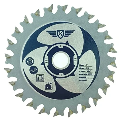 Imagen de 1 x TopsTools CS7624T 76 mm 24T 10 Bore TCT hoja de sierra compatible con Bosch GWS 12 V Milwaukee M12FCOT PARKSIDE PWSA lI Worx WX424 300 W WA5030 WA5031 WA5032 WA5033