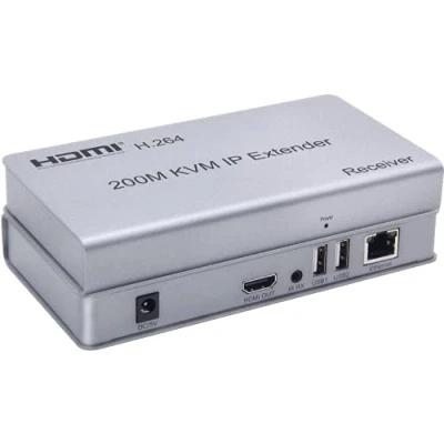 Imagen de Extensor IP HDMI KVM de 200M, sobre RJ45 Ethernet CAT6 6A Transmisor Receptor 1 TX a 20 RX y conexión en cascada Teclado USB Ratón UTP/STP H.264 (RX)