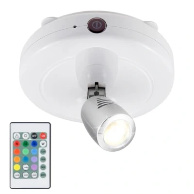 Imagen de HONWELL Foco LED inalámbrico que cambia de 12 colores a batería con control remoto, luz acento pared cabezal lámpara ajustable para exhibición armario, pintura, ilustraciones