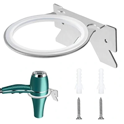 Imagen de QIMEI SHOP Soporte de Secador Pelo Montado en Pared Estante Acero Inoxidable para Baños, Dormitorios Aseos Barberías