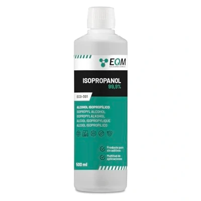 Imagen de EQM ECO 301 Alcohol Isopropílico 99,9% 500 ML Isopropanol Limpieza componentes electrónicos, objetivos y pantallas de resinas en impresión 3D Limpiacristales desengrasante