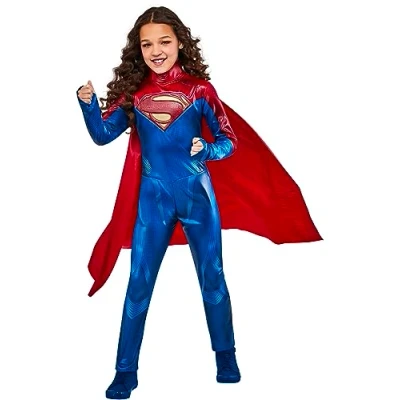 Imagen de Rubies Disfraz Supergirl Deluxe para niñas, Jumpsuit impreso digitalmente y capa, Oficial DC Comics Carnaval, Halloween, Cumpleaños Navidad, S