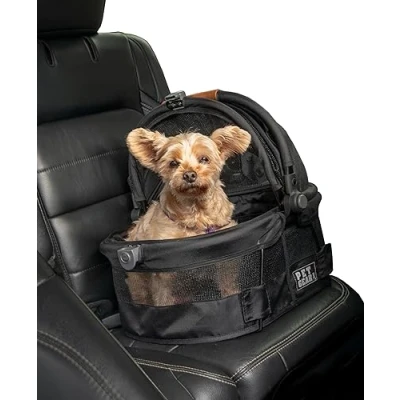 Imagen de Pet Gear No Zip View 360 Ultra Lite Transportador de seguridad para mascotas y asiento automóvil perros pequeños gatos, entrada con botón, 15 pulgadas, negro azabache, ultraligero