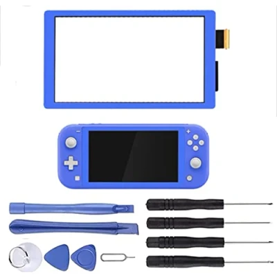 Imagen de NB+ Digitalizador de pantalla táctil para Nintendo Switch Lite 2019 Panel lente vidrio piezas repuesto consola juegos con kit herramientas reparación no LCD (azul)