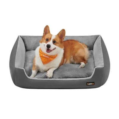 Imagen de Feandrea Cama para Perros, Sofá Mascotas, Alfombra Extraíble y Reversible, Bordes Elevados, Base Antideslizante, Talla L, 85 x 65 21 cm, Gris Pizarra Paloma PGW004G02