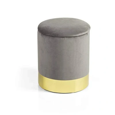 Imagen de Baroni Home Puf con almacenaje, Terciopelo, 31X31X39 Tortora
